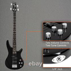 Glarry GIB Electric Bass Guitar Full Size 4 String Black