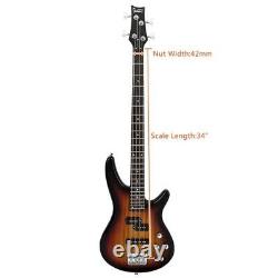 Glarry GIB Electric Bass Guitar Full Size 4 String Sunset Color
