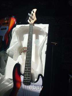 Glarry GJazz Electric Bass Guitar Set 2 Single Pickup + Bag Strap Kit Sunset UK