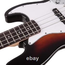 Glarry GJazz Electric Bass Guitar Set 2 Single Pickup + Bag Strap Kit Sunset UK
