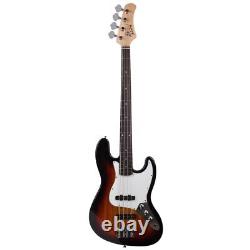 Glarry GJazz Electric Bass Guitar Set 2 Single Pickup + Bag Strap Kit Sunset UK