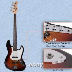 Glarry GJazz Electric Bass Guitar Set 2 Single Pickup + Bag Strap Kit Sunset UK