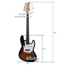 Glarry GJazz Electric Bass Guitar Set 2 Single Pickup + Bag Strap Kit Sunset UK