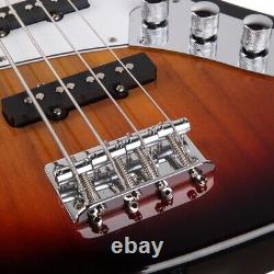 Glarry GJazz Electric Bass Guitar Set 2 Single Pickup + Bag Strap Kit Sunset UK
