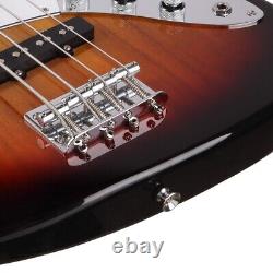 Glarry GJazz Electric Bass Guitar Set 2 Single Pickup + Bag Strap Kit Sunset UK