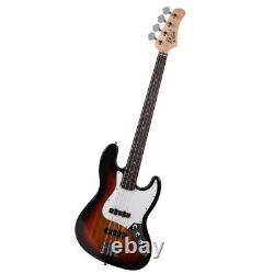 Glarry GJazz Electric Bass Guitar Set 2 Single Pickup + Bag Strap Kit Sunset UK