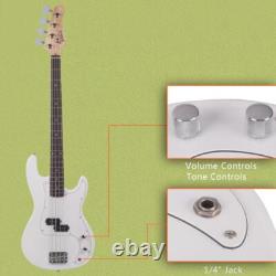 Glarry GP 4 Strings Electric Bass Guitar Cord Wrench Tool Right Handed White