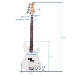 Glarry GP 4 Strings Electric Bass Guitar Cord Wrench Tool Right Handed White