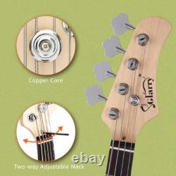 Glarry GP 4 Strings Electric Bass Guitar Cord Wrench Tool Right Handed White