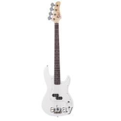 Glarry GP 4 Strings Electric Bass Guitar Cord Wrench Tool Right Handed White