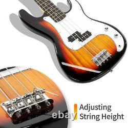 Glarry GP Electric Bass Guitar with 20W Amp Bag Strap Cable Kits Full Size Set