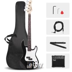 Glarry GP Electric Bass Guitar with 20W Amp Speaker Bag Strap Kit Full Set
