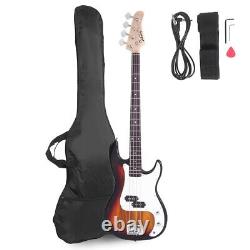 Glarry GP Sunset Color Electric Bass Guitar with Wrench Tool Cord