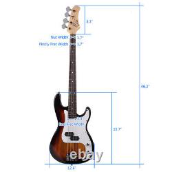 Glarry GP Sunset Color Electric Bass Guitar with Wrench Tool Cord