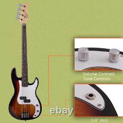 Glarry GP Sunset Color Electric Bass Guitar with Wrench Tool Cord