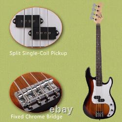 Glarry GP Sunset Color Electric Bass Guitar with Wrench Tool Cord