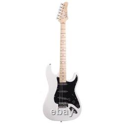 Glarry GST Electric Guitar Kit Stylish Design Black Pickguard White Finish