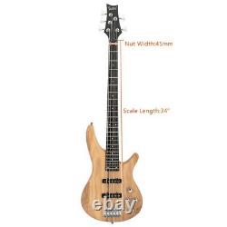 Glarry Professional 5 String Electric Bass Guitar With Bag+ Wrench+Cable+ Strap