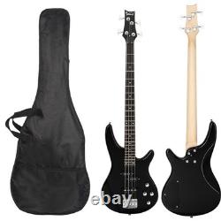Glarry Professional GIB Electric Bass Guitar Set Black with Bag Strap Cable Kit