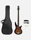 Glarry Professional Gib Electric Bass Guitar Set Black With Bag Strap Cable Kit