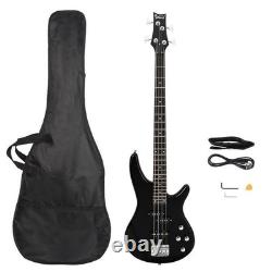 Glarry Professional GIB Electric Bass Guitar Set Black with Bag Strap Cable Kit