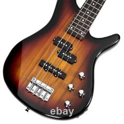 Glarry Professional GIB Electric Bass Guitar Set Black with Bag Strap Cable Kit