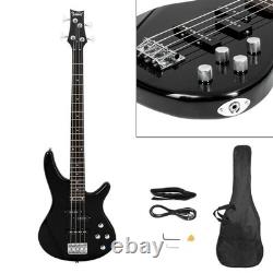 Glarry Professional GIB Electric Bass Guitar Set Black with Bag Strap Cable Kit