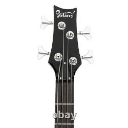 Glarry Professional GIB Electric Bass Guitar Set Black with Bag Strap Cable Kit