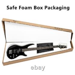 Glarry Professional GIB Electric Bass Guitar Set Black with Bag Strap Cable Kit
