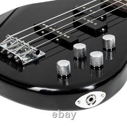 Glarry Professional GIB Electric Bass Guitar Set Black with Bag Strap Cable Kit
