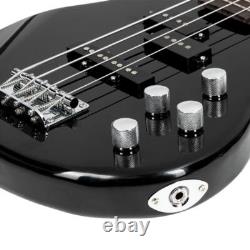 Glarry Professional GIB Electric Bass Guitar Set Black with Bag Strap Cable Kit