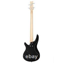 Glarry Professional GIB Electric Bass Guitar Set Black with Bag Strap Cable Kit