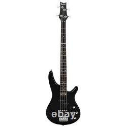 Glarry Professional GIB Electric Bass Guitar Set Black with Bag Strap Cable Kit