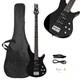 Glarry Top 4 String Gib Electric Bass Guitar Split Single Pickup 24frets Black