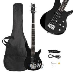 Glarry Top 4 String GIB Electric Bass Guitar Split Single Pickup 24Frets Black