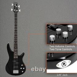 Glarry Top 4 String GIB Electric Bass Guitar Split Single Pickup 24Frets Black