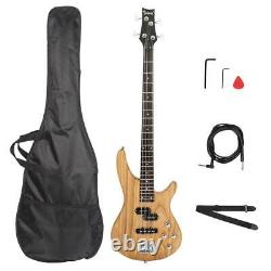 Glarry Top Grade Electric GIB Bass Guitar with Bag Wire Tools Pick Burlywood