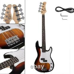 Glarry Top Grade Electric GP Bass Guitar Sunset with Power Wire Tools Bag Strap