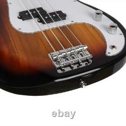 Glarry Top Grade Electric GP Bass Guitar Sunset with Power Wire Tools Bag Strap