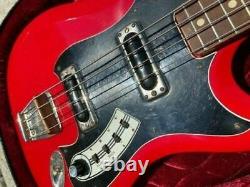 HAGSTROM RH BASS GUITAR RED VINTAGE 1966 SWEDEN Withcase all original