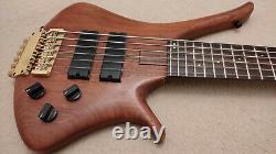 Hand made headless neck through 6-string electric bass guitar