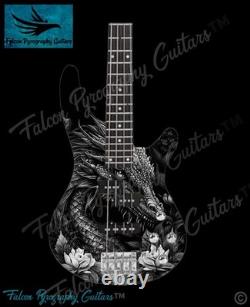 Handmade Unique Dragon Design 4 Or 5 String Electric Bass Guitar