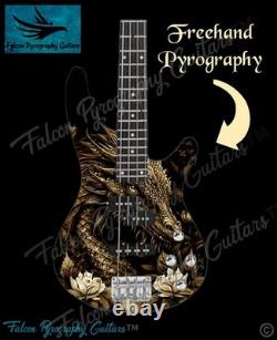 Handmade Unique Dragon Design 4 Or 5 String Electric Bass Guitar
