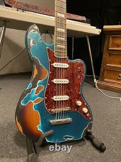 Harley Benton Bass VI Six String Bass Guitar with Custom Paint Job