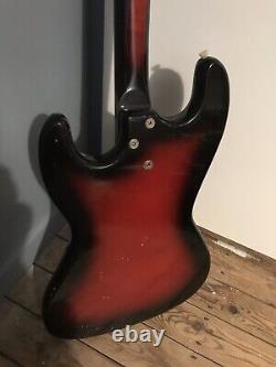 Harmony h25 vintage 1960s bass guitar Red Burst