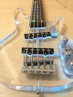 Haze 028P 5-String Transparent Acrylic Electric Bass Guitar withLED Lights +Bag