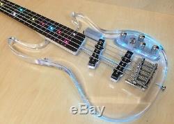 Haze 028P 5-String Transparent Acrylic Electric Bass Guitar withLED Lights +Bag