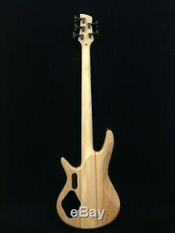 Haze 5-String Electric Bass Guitar, Pre-Amp, Natural Matt+Free Gig Bag B-337N