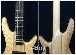 Haze 5-String Electric Bass Guitar, Pre-Amp, Natural Matt+Free Gig Bag B-337N