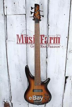 Ibanez SR375EF Fretless 5 String Electric Bass Guitar Brown Burst Finish